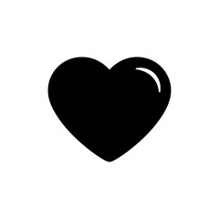 Filled black heart shape icon for love and affection