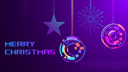 Futuristic Merry Christmas Background. Abstract Technology Background