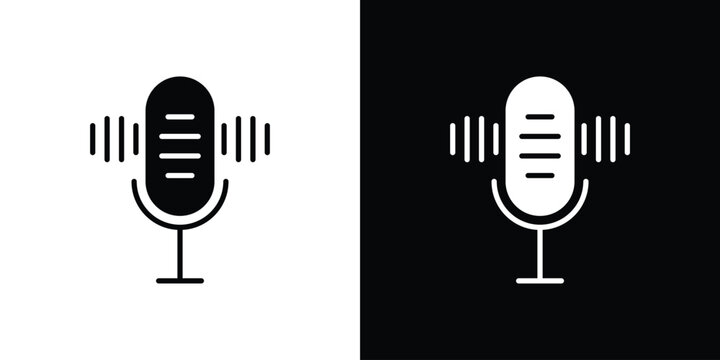 Podcast icon set. flat icon collection. flat line silhouette set.