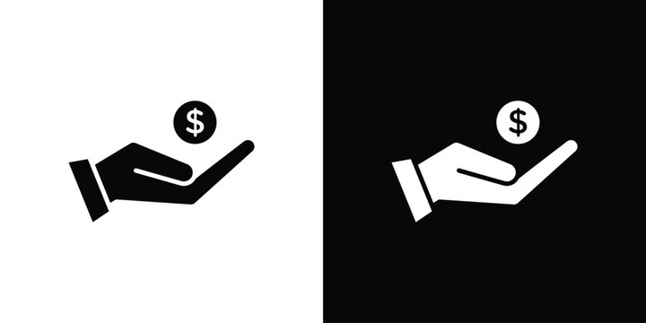 Profit icon set. flat icon collection. flat line silhouette set.