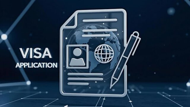 Visa application form with a pen for the concept of travel document and international travel.