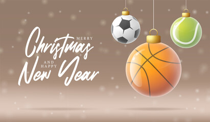 Festive Sports Christmas Ornaments Vector illustration for Happy Holiday and New Year Greeting Cards.