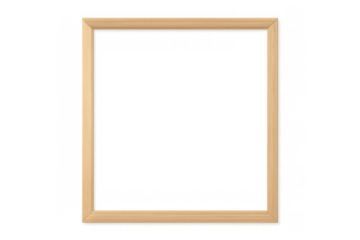 Simple wooden frame on a transparent background, providing a clean border for photos, artwork, or text. Mockup element
