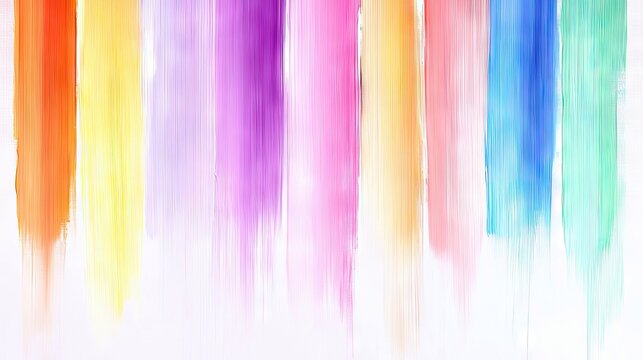 Abstract image of vertical paint strokes in various colors on a white background, creating a vibrant and artistic composition. - Powered by Adobe