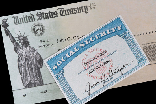 Fake Social security card on treasury department check