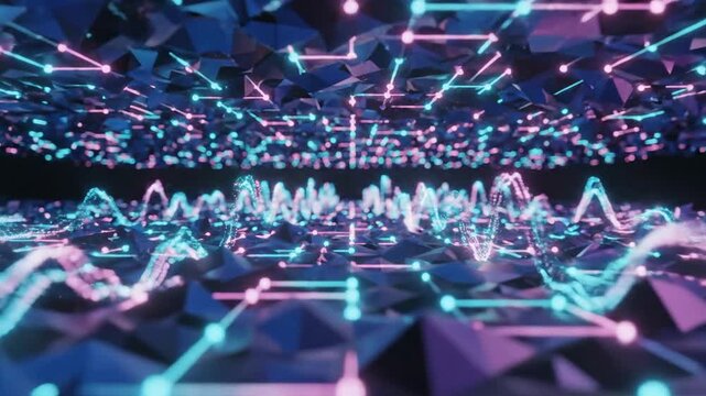 Abstract digital network visualization with dynamic data flow