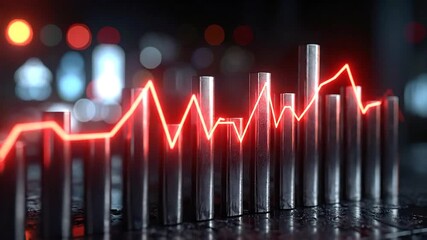 Financial Market Trend Analysis and Investment Growth with Red Line Graph