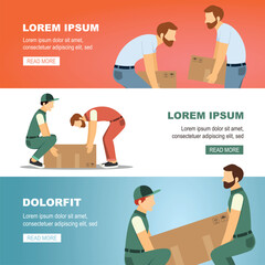 lift weight with straight back. Lifting technique safe movement, Incorrect instruction for moving heavy packages for workers concept banners. vector cartoon concept illustration.