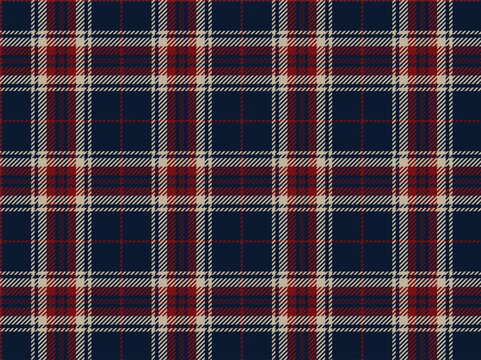 Tartan plaid pattern, beige navy and red tartan plaid seamless pattern. Classic Scottish plaid check fabric texture background for clothing design