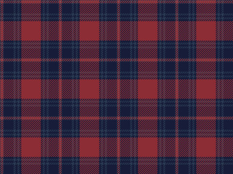 Red blue scottish tartan plaid seamless pattern. Checkered fabric texture background