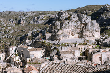 Sassi di Matera, a unesco world heritage site in southern italy, showcasing stunning cave dwellings...
