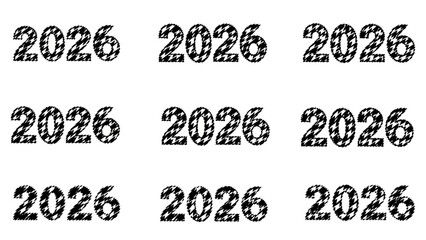 Houndstooth Pattern Celebrating the Year 2026 Repeating in Seamless Black and White Design