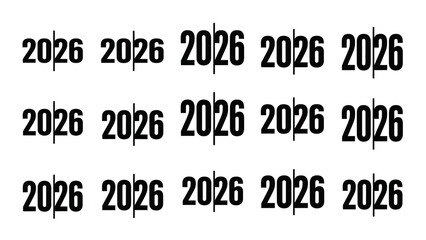 Fototapeta premium Repeating 2026 pattern with vertical dividers representing time passing future year