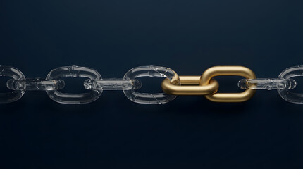 Golden Link Holding Together Fragile Glass Chain Supply Crisis Concept