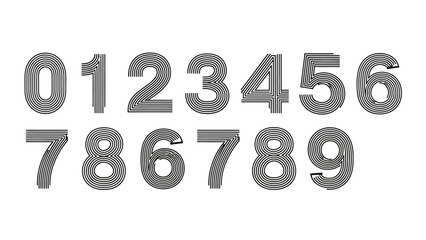 Stylish linear numbers set, modern abstract font design for creative projects