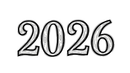 Stylish handcrafted 2026 new year illustration with vintage design elements