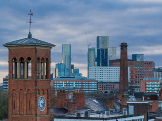 18th Century Clock-Tower in Downtown Manchester
