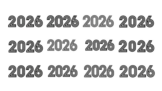 Anticipation for the New Year: A Pattern of 2026 Design on Clean White Backdrop