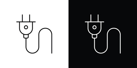 Plug icons vector symbol with editable stroke lines for web designs