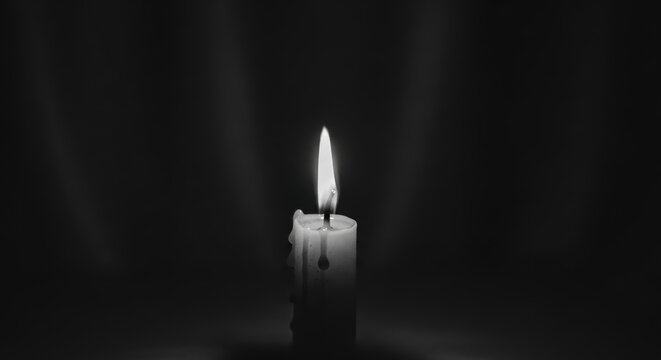 candle on black background