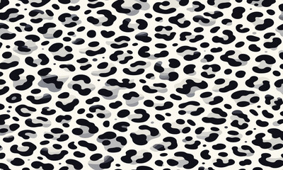 Seamless leopard print animal skin pattern, a classic black and white fur texture background for fashion and design