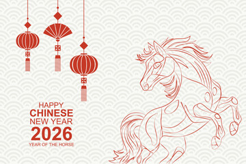 2026 Chinese New Year of the horse greeting card vector illustration