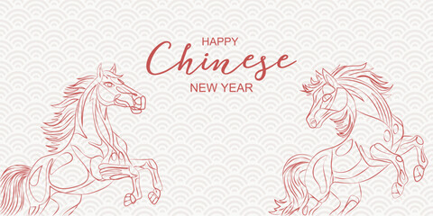 2026 Chinese New Year of the horse greeting card vector illustration
