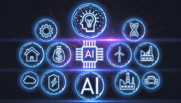 Technological Synergy: A captivating digital display of interconnected Artificial Intelligence elements symbolizes innovation and intelligence. - Powered by Adobe