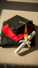 A student proudly lifts a graduation cap while celebrating an unforgettable moment of academic achievement
