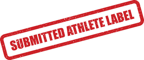 Grunge textured rubber stamp indicating submitted athlete label, ideal for sports registration and participant identification purposes