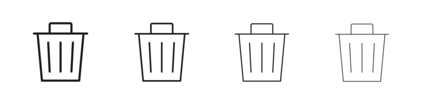 Bin icon, thin line symbols. eps 10 vector