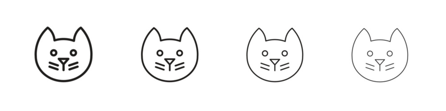 Cat icon, thin line symbols. eps 10 vector