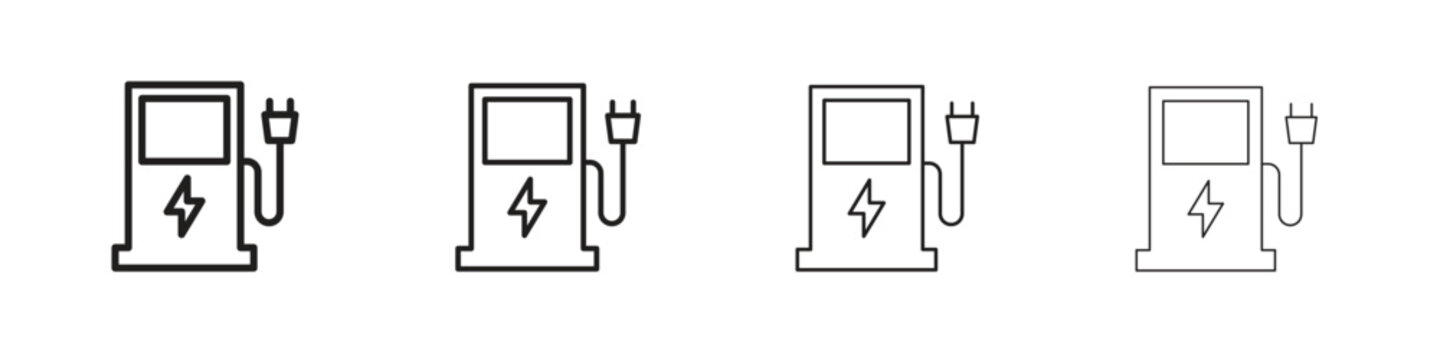 Charging station icon, thin line symbols. eps 10 vector