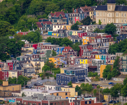 Colorful Houses and Hillside View of St. John's Newfoundland and Labrador