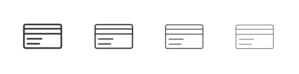 Credit card icon, thin line symbols. eps 10 vector