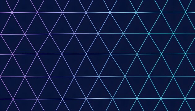 A dark blue background with a repeating pattern of interconnected triangles in purple and teal.