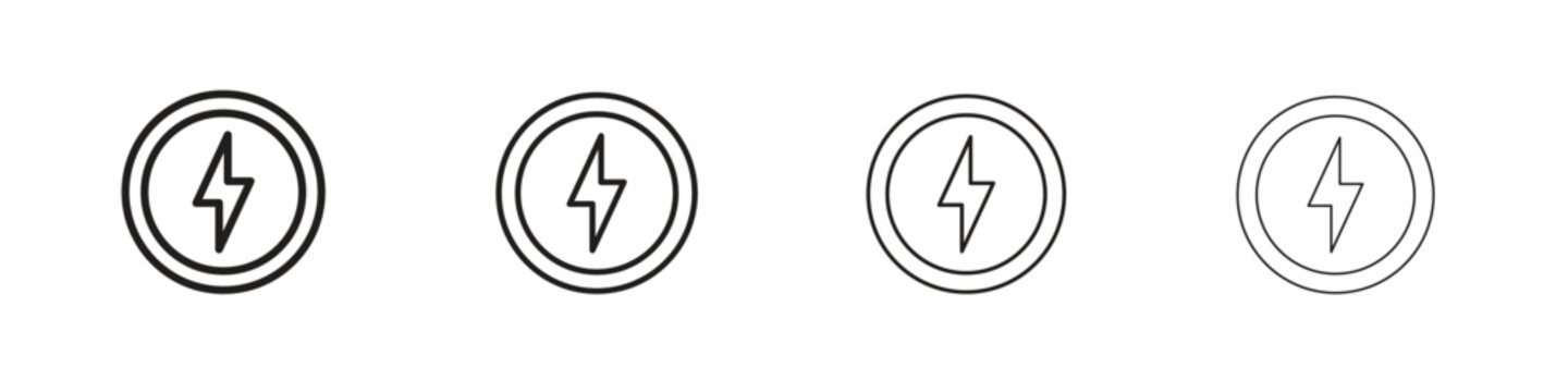 Electricity icon, thin line symbols. eps 10 vector