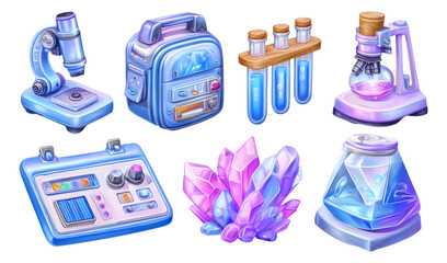 Neon Iridescent Educational Science Tools Collection for Creative Projects