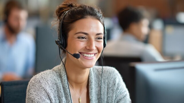 Medium shot of a customer service representative actively listening and engaging with a client in a modern office environment enhancing personalized services. - Powered by Adobe