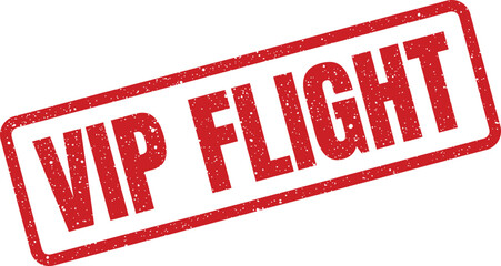 Red grunge style rectangular stamp featuring text VIP flight for priority boarding or premium travel