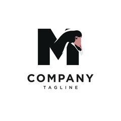 Letter M Magpie Goose Logo Icon Vector