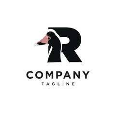 Letter R Magpie Goose Logo Icon Vector