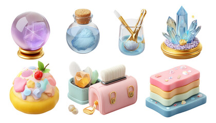 Colorful Artisan Jewelry Tools in 3D with Glossy Soft Style and Clean Appearance