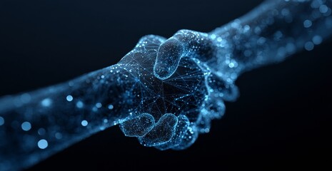 A Digital Representation of Two Hands Shaking, Symbolizing Unity and Collaboration in a Technological Realm of Connectivity and Innovation