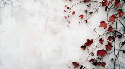 A white background with red leaves