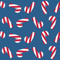 Świąteczny bezszwowy wz&oacute;r z cukrowymi laskami na niebieskim tle.