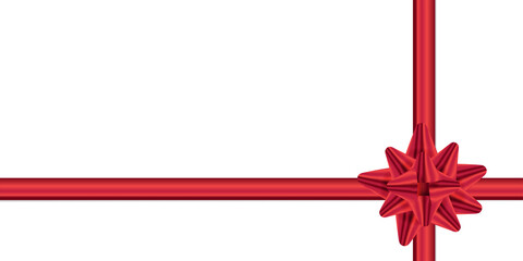 Red Ribbon and Bow on transparent Background &ndash; Gift Wrap Cross Layout for Holiday, Celebration or Packaging Design