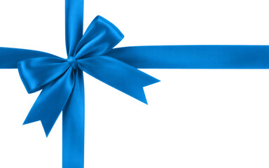 Elegant blue satin ribbon bow perfect for gift wrapping, celebrations, and special occasions