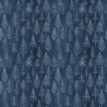 Seamless rustic masculine pattern with abstract small Christmas trees