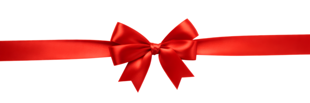 Elegant red satin ribbon bow creating a festive surprise for any special occasion or elegant gift wrapping